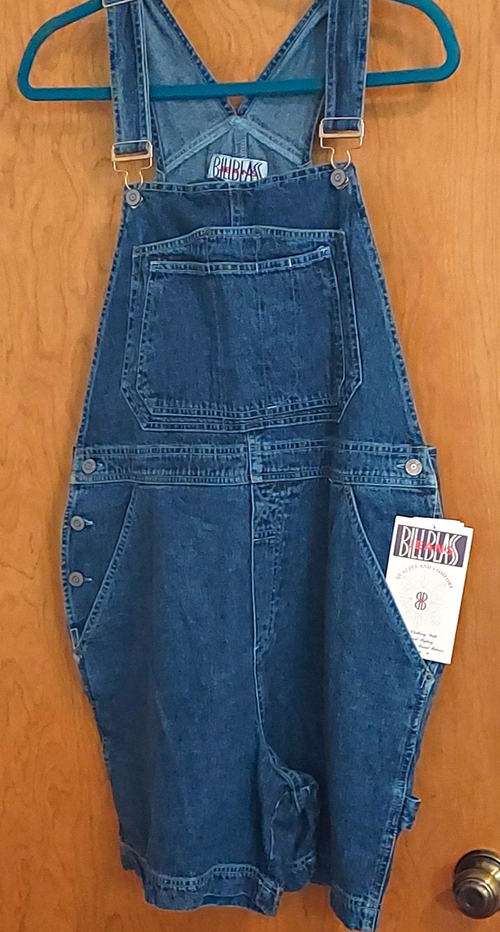 NEW Bill Blass Jeans size L Denim Cotton Overall Romper Blue A Straps Vintage